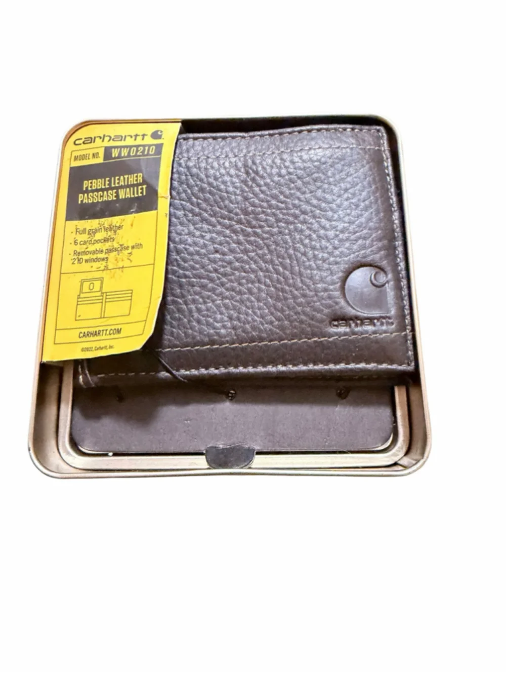 Men's Carhartt Pebble Leather Passcase Wallet One Size Brown